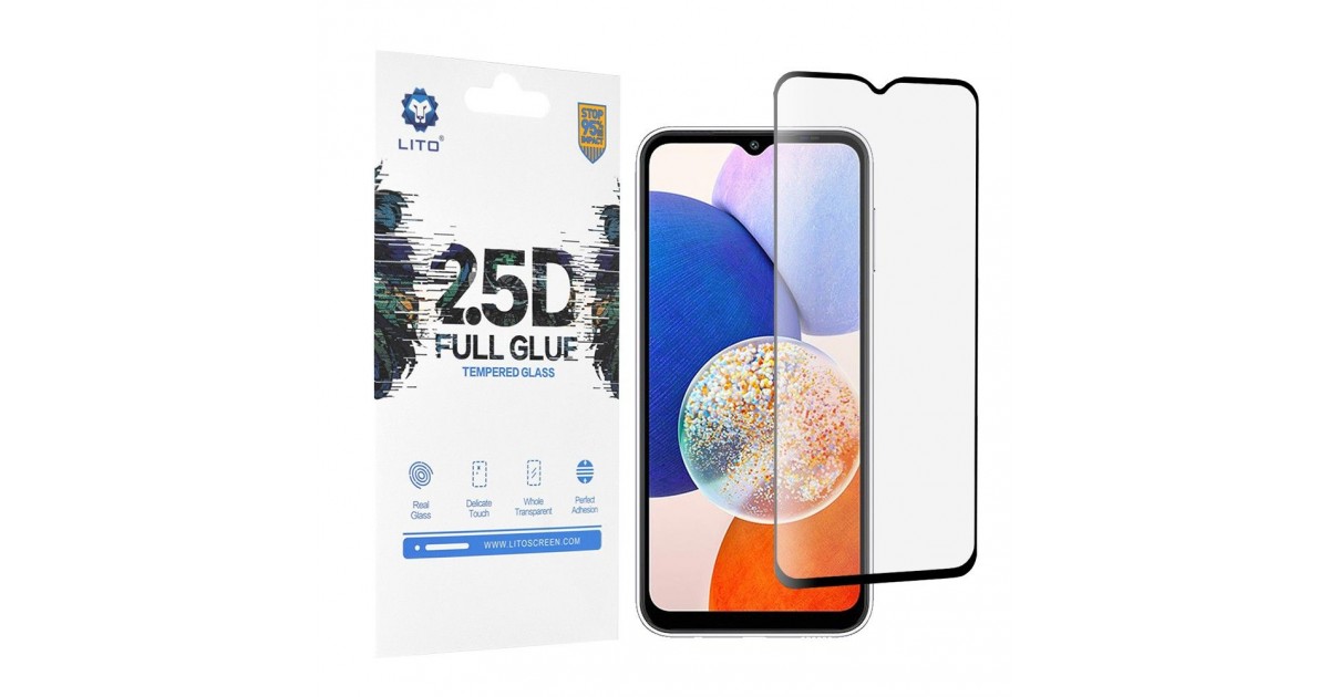 Folie pentru Samsung Galaxy A14 4G / A14 5G - Lito 2.5D FullGlue Glass - Negru