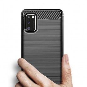 Husa Tpu Carbon Fibre pentru Samsung Galaxy A41, Neagra