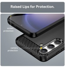 Husa pentru Samsung Galaxy S24 - Techsuit Carbon Silicone - Neagra