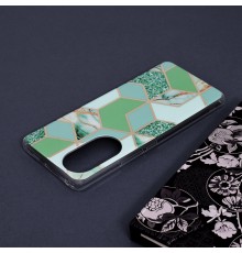 Husa Carcasa Spate pentru Huawei Nova 9 / Honor 50 - Marble Design, Hexagoane Verzi