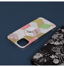 Husa Carcasa Spate pentru iPhone 13 - Marble Design, Hexagoane Violet