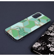 Husa Carcasa Spate pentru Samsung Galaxy A03s - Marble Design, Hexagoane Verzi