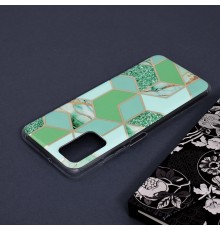 Husa Carcasa Spate pentru Samsung Galaxy A03s - Marble Design, Hexagoane Verzi