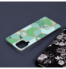 Husa Carcasa Spate pentru Samsung Galaxy A12 / Galaxy A12 (Nacho) - Marble Design, Hexagoane Verzi