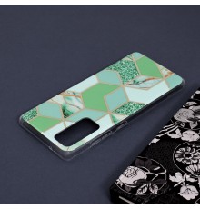 Husa Carcasa Spate pentru Samsung Galaxy S20 FE - Marble Design, Hexagoane Verzi