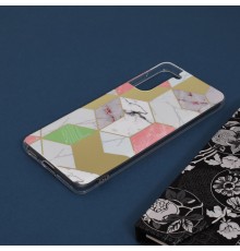 Husa Carcasa Spate pentru Samsung Galaxy S21 Plus - Marble Design, Hexagoane Violet