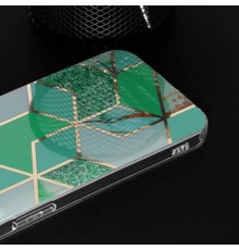 Husa Carcasa Spate pentru Samsung Galaxy S21 Ultra - Marble Design, Hexagoane Verzi