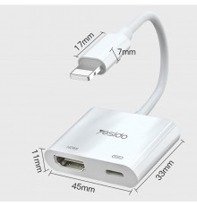 Cablu Adaptor Lightning la HDMI, Lightning - Yesido (HM06) - Alb