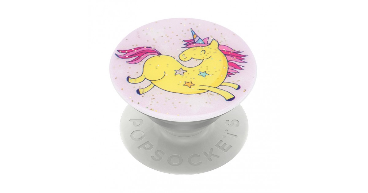 Suport pentru telefon - Popsockets PopGrip - Jumping Unicorn cu sclipici