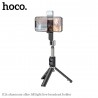 Selfie Stick Bluetooth cu Telecomanda, Lumini LED si Trepied, 80cm - Hoco (K16) - Negru