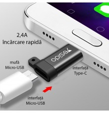 Adaptor OTG Micro-USB la Type-C 480Mbps - Yesido (GS04) - Negru