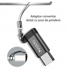 Adaptor OTG Micro-USB la Type-C 480Mbps - Yesido (GS04) - Negru