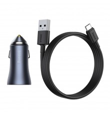 Incarcator Auto USB, Type-C, 40W + Cablu Type-C - Baseus (TZCCJD-0G) - Dark Gray