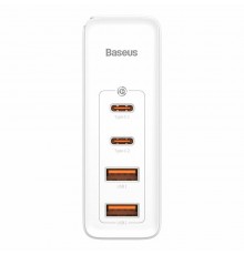 Incarcator 2x USB-C PD 100W, 2x USB-A QC3.0 + Cablu Type-C - Baseus (CCGAN2P-L02) - Alb