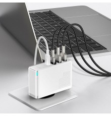 Incarcator 2x USB-C PD 100W, 2x USB-A QC3.0 + Cablu Type-C - Baseus (CCGAN2P-L02) - Alb