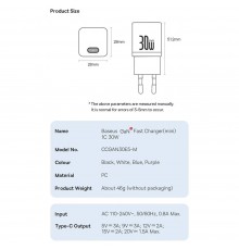 Incarcator Type-C, Fast Charging, GaN, 30W - Baseus (CCGN070603) - Albastru