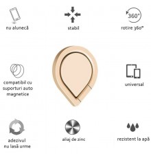 Suport Inel Telefon - Techsuit Water Drop Ring Holder - Gold