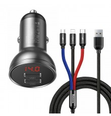 Incarcator Auto 2x USB, 17W + Cablu Lightning - JoyRoom (JR-CL25) - Negru