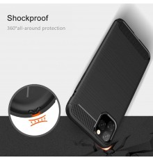 Husa pentru  iPhone 11 - Techsuit Carbon Silicone - Neagra