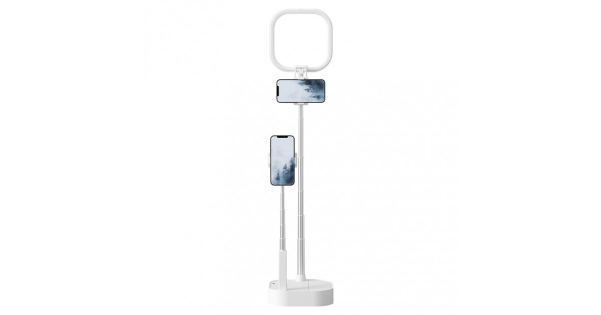 Usams  - Desk Holder US-ZB240 (ZB24001) - Stable, with Ring Light, Double Phone Holder, 360° Rotation, 3600mAh - Negru