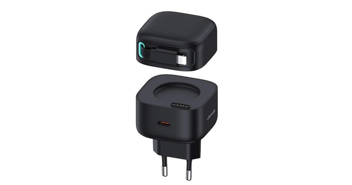 Incarcator Priza USB-C PD35W cu Cablu Lightning - Usams XMF Series (US-CC209) - Negru