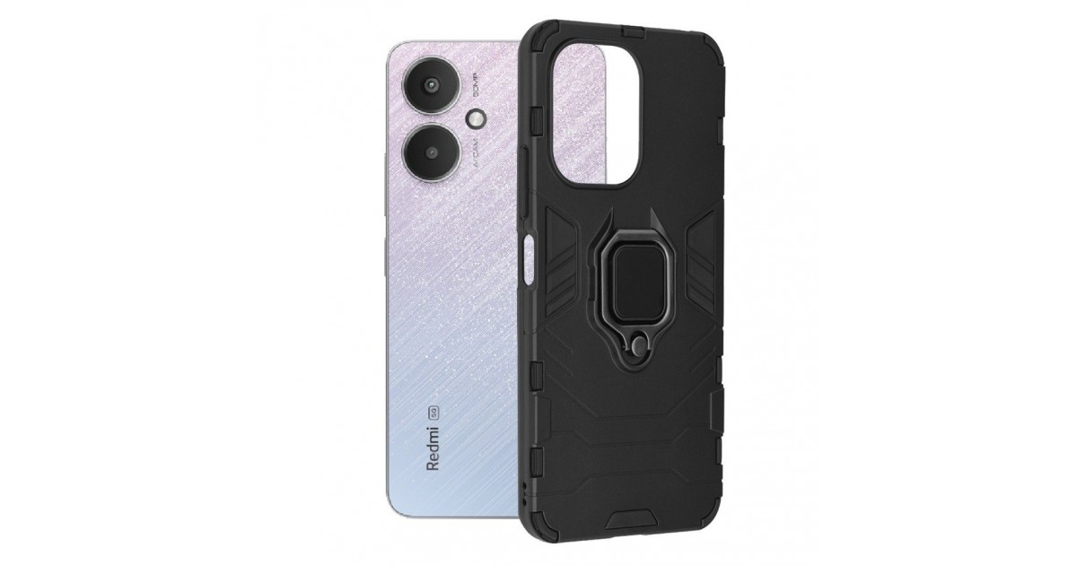 Husa pentru Xiaomi Redmi 13C 4G / 13C 5G / Poco M6 / C65 - Armor Ring Hybrid - Neagra