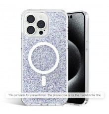 Husa pentru iPhone 15 - Techsuit Sparkly Glitter MagSafe - Alba