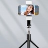 Selfie Stick cu Telecomanda si Lumina LED, Sleep Mode, 70cm - Techsuit (C06) - Negru