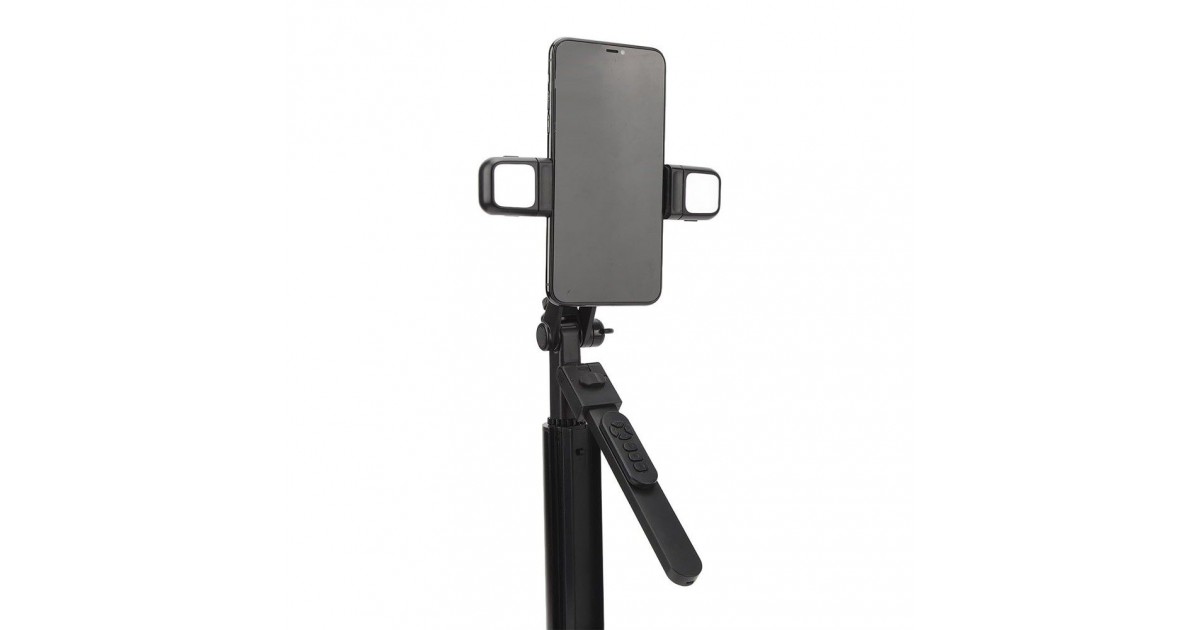 Selfie Stick cu Telecomanda si Lumina LED, 175cm - Techsuit (K30S) - Negru