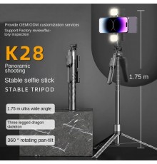 Selfie Stick cu Telecomanda si Lumina LED, 175cm - Techsuit (K28) - Negru