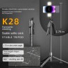 Selfie Stick cu Telecomanda si Lumina LED, 175cm - Techsuit (K28) - Negru