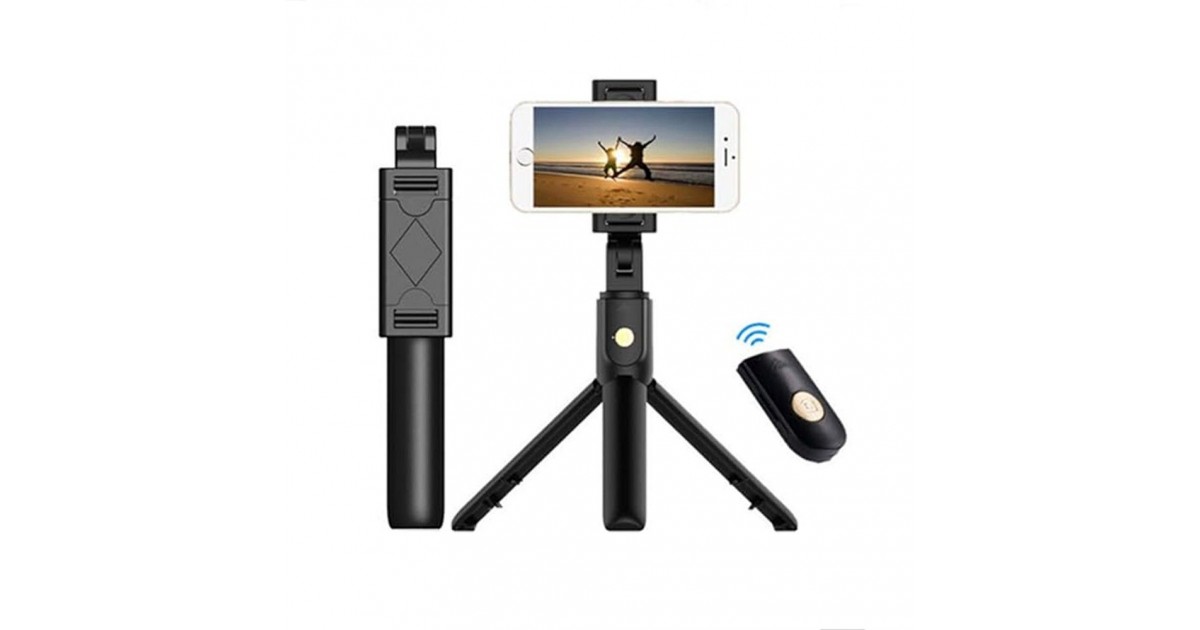 Selfie Stick cu Telecomanda si Trepied - Techsuit (K07) - Negru