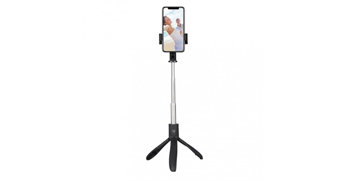 Selfie Stick Pliabil cu Trepied, 70cm - Techsuit (K06) - Negru