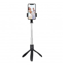 Selfie Stick cu Interfata Surub 1/4 cu Telecomanda si Lumini LED, 80cm - Negru
