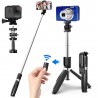 Selfie Stick cu Trepied, Compatibil cu Camera/Telefon, 100cm - Techsuit (L02) - Negru