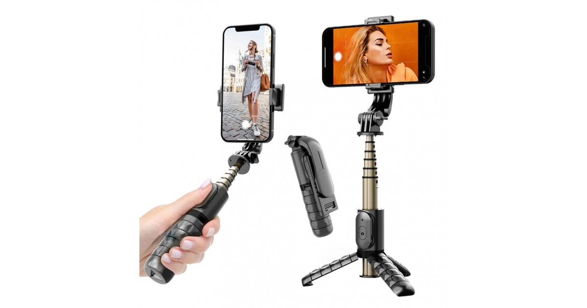 Selfie Stick cu Trepied si Telecomanda, 68cm, Mini - Techsuit (Q10) - Negru