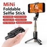 Selfie Stick cu Trepied si Telecomanda, 68cm, Mini - Techsuit (Q10) - Negru