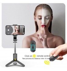 Selfie Stick cu Trepied si Telecomanda, 76cm, Mini - Techsuit (Q11s) - Negru