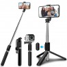 Selfie Stick Stabil cu Trepied si Telecomanda, 103cm - Techsuit (Q02) - Negru