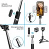 Selfie Stick Stabil cu Trepied si Telecomanda, 103cm - Techsuit (Q02) - Negru