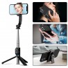 Selfie Stick cu Trepied si Telecomanda, Pliabil, 106cm - Techsuit (C01) - Negru