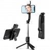 Selfie Stick cu Trepied si Telecomanda, Pliabil, 107cm - Techsuit (C01s) - Negru