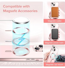 Husa pentru iPhone 15 - Techsuit Luxury Crystal MagSafe - Roz