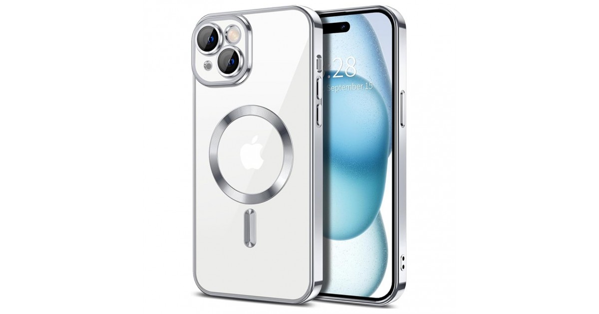 Husa pentru iPhone 15 - Techsuit Luxury Crystal MagSafe - Argintie
