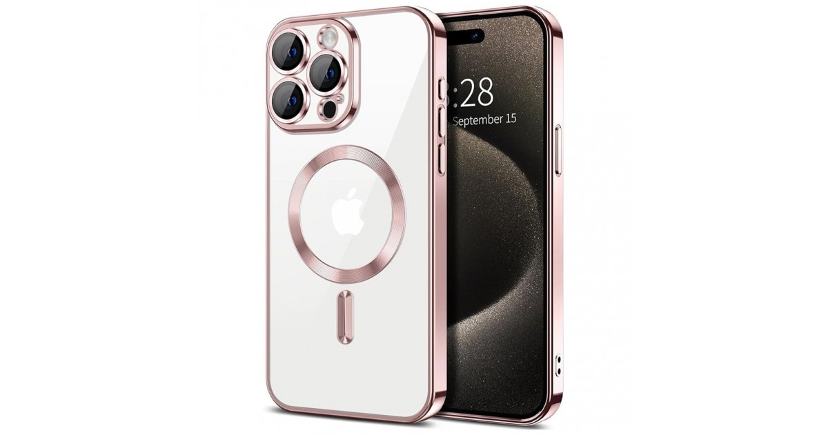 Husa pentru iPhone 15 Pro - Techsuit Luxury Crystal MagSafe - Roz