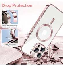 Husa pentru iPhone 15 Pro - Techsuit Luxury Crystal MagSafe - Roz