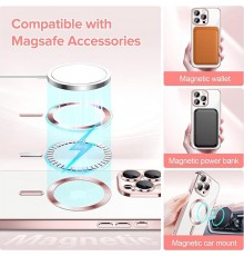 Husa pentru iPhone 15 Pro - Techsuit Luxury Crystal MagSafe - Roz