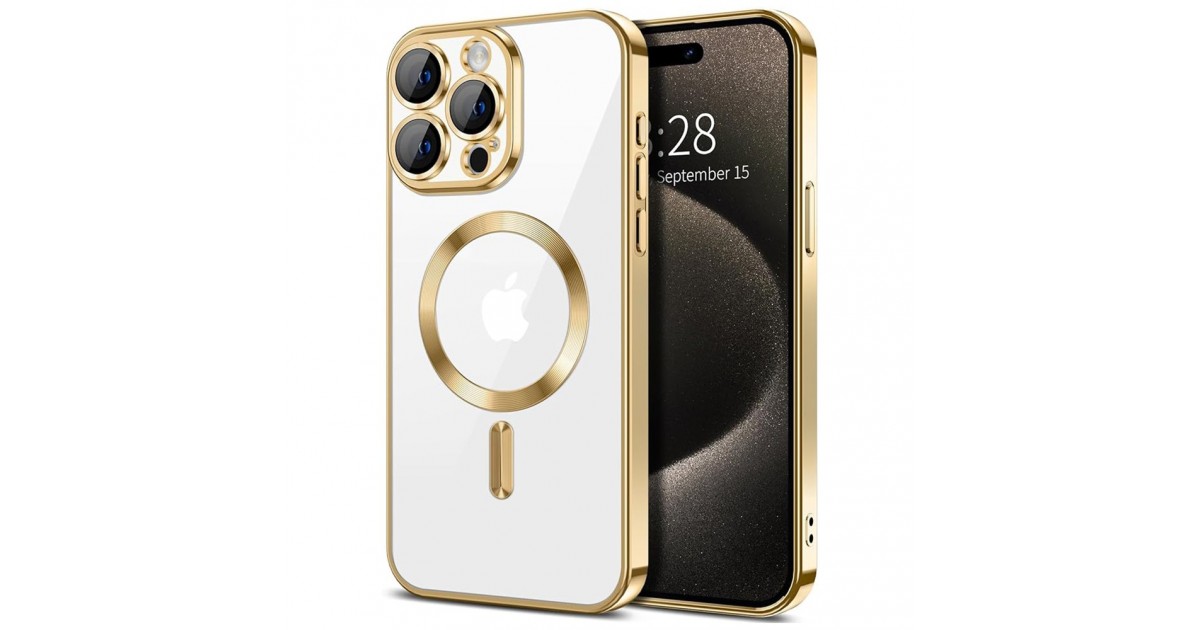 Husa pentru iPhone 15 Pro - Techsuit Luxury Crystal MagSafe - Gold