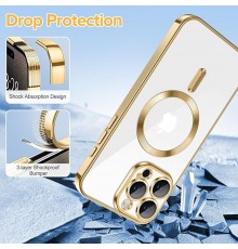 Husa pentru iPhone 15 Pro Max - Techsuit Luxury Crystal MagSafe - Gold