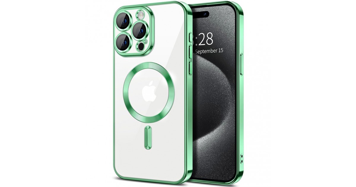 Husa pentru iPhone 15 Pro Max - Techsuit Luxury Crystal MagSafe - Light Verde